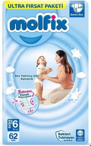 مولفیکس ترکیه سایز 6بسته 62عددی molfix
