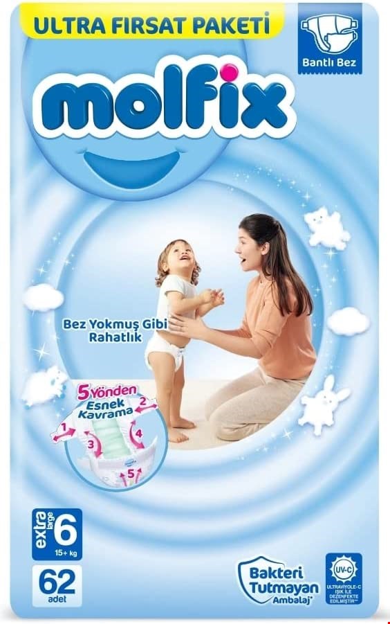 مولفیکس ترکیه سایز 6بسته 62عددی molfix