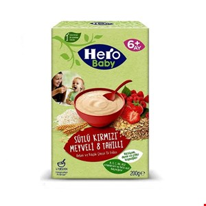 کمک غذای کودک هرو بیبی بالای 6ماه 6+Hero babyبا طعم توت فرنگی 