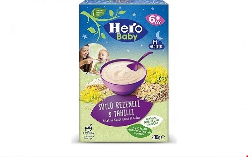 کمک غذای کودک هرو بیبی بالای 4ماه Hero babyبا طعم رازیانه و 8غله  