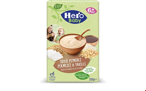 کمک غذای کودک هرو بیبی بالای 6ماه 634+Hero babyبا طعم شیره انگور و شیره پنیر 