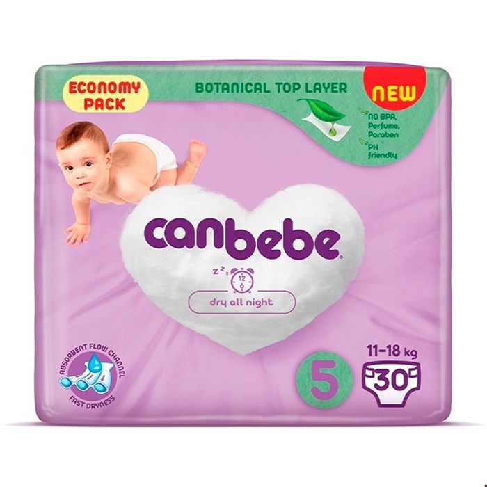 پوشک بچه جان به به سایز 5بسته 30عددی canbebe 