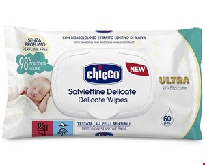 دستمال مرطوب درب دار 60عددی چیکو بدون حساسیت اصل ایتالیا chicco