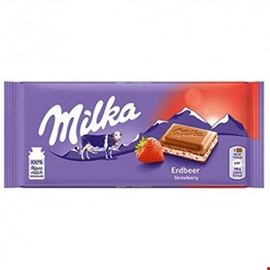 تابلت شکلاتی با مغز شیری طعم توت فرنگی 100گرم milka