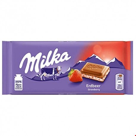 تابلت شکلاتی با مغز شیری طعم توت فرنگی 100گرم milka